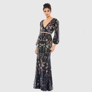 Elegant Multicolor Embellished Evening Gown